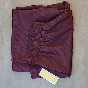 Michael Kors Burgundy Wide-Leg Pull-On Pants - size M
